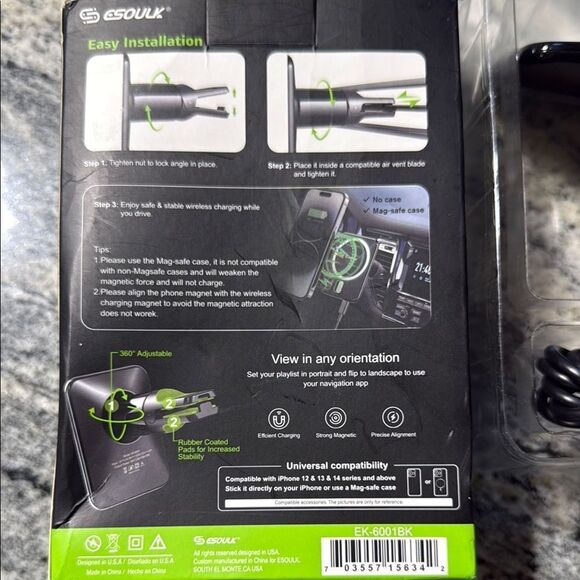 ESOULK-Magnetic Wireless Car Charger - Black - Picture 4 of 10